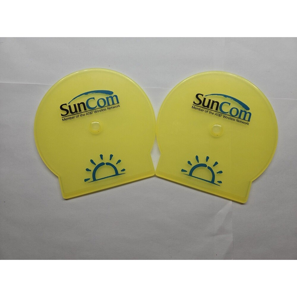 Vintage SunCom AT&T Wireless Yellow Clamshell CD Cases Lot Of 2 Retro Tech Promo